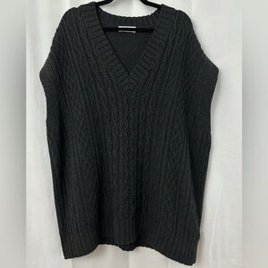 Anthropologie Black Cable Knit Vest